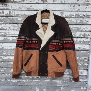 Vintage Leather suede sweater jacket size medium